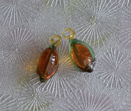 Vintage Lampwork Glass Beads, Golden Yellow, 24mm, Czech German 1950s