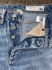 Rag & Bone Jeans Womens 24/27  High Rise Straight Alex Button Fly Norwalk WDD22F