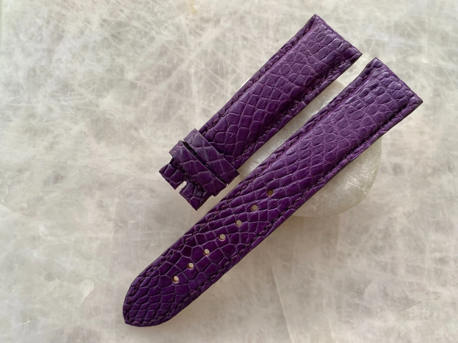 20mm/18mm Purple Alligator Crocodile Print Leather Watch Strap Band