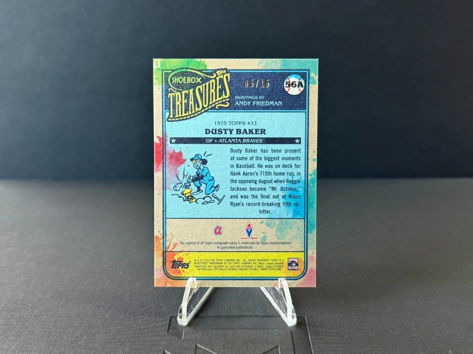 Caja de zapatos Dusty Baker 2025 Topps Treasures autógrafos #56A pintura salpicadura trasera/15 Foto 2 de 2