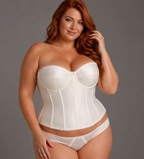 Dominique 8950 Juliette Satin Longline Bridal Bra 48C White Corset Buster $86