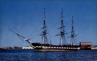 Massachusetts Boston USF Constitution Old Ironsides Naval Shipyard ~ postcard