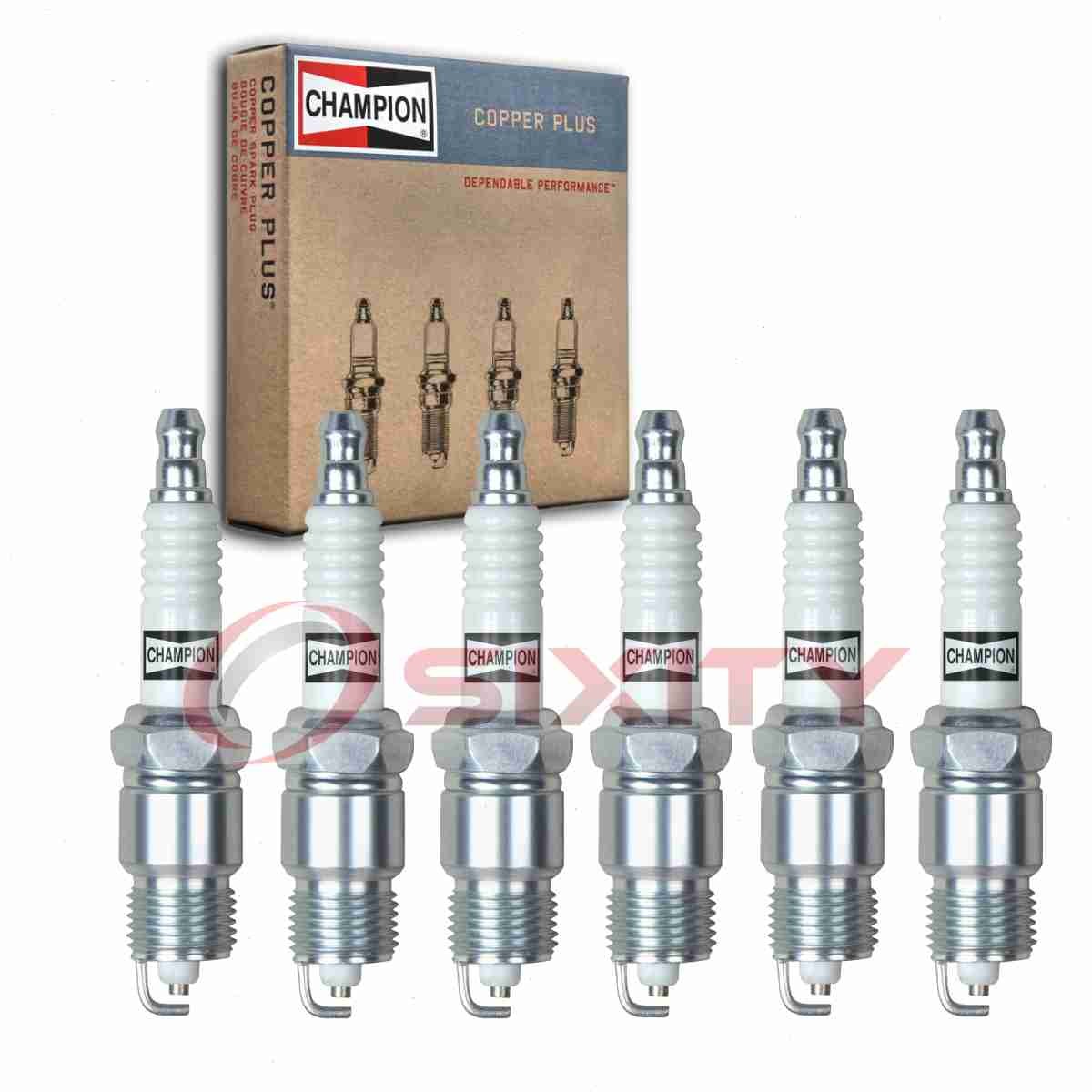 6 pc Champion Copper Plus Spark Plugs for 1980 GMC K2500 4.1L L6 Ignition dd