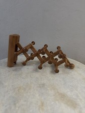 Vtg Expandable Wood Folding Hollywood Tie Rack Holds 20 Neckties