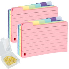 Set aus 300 farbigen spiralfedernen Karteikarten mit PVC-Abdeckung