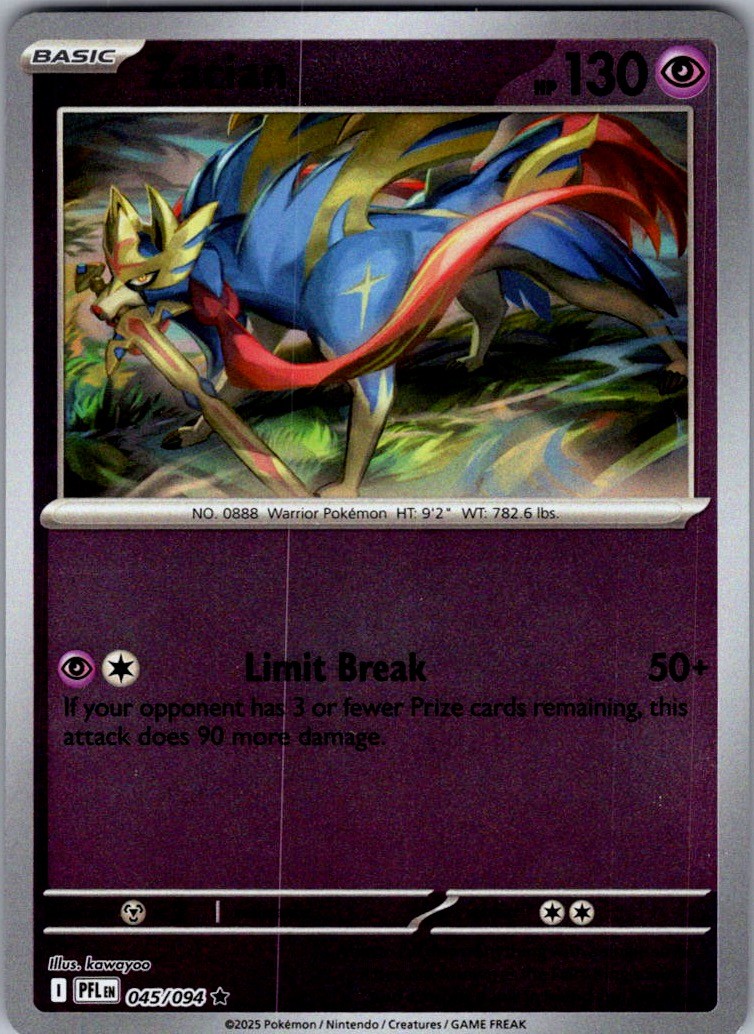 Zacian - - Reverse Holo ME02: Phantasmal Flames 045/094 - NM PFL Minty Single