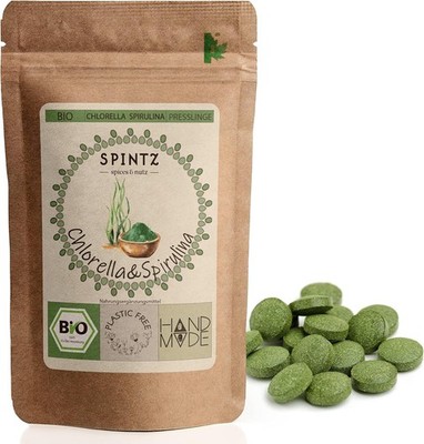 800 Stück Bio Spirulina Chlorella Presslinge 250 mg je Tab |400g Algen Tabletten