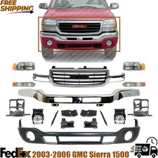 Front Chrome Bumper Kit With Brackets For 2003-2006 Gmc Sierra 1500