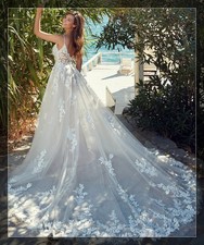 Top airy ivory lace wedding dress wedding dress custom made 32-60 straps