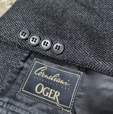 Vintage Corneliani classic pure wool herringbone charcoal jacket blazer 40R