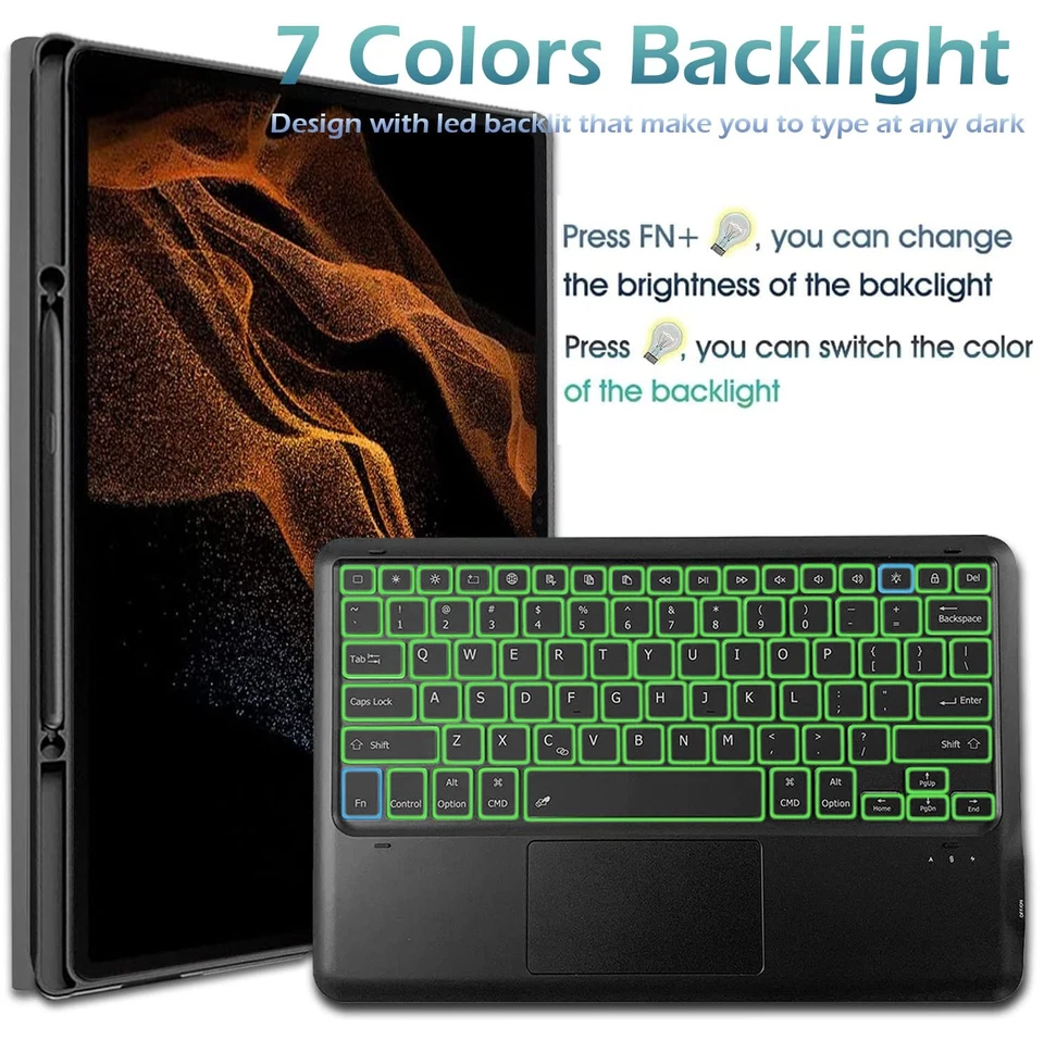 Backlit Touchpad Keyboard Case for Samsung Galaxy Tab S8 Ultra 2022 14.6 Inch... - Image 3 of 4