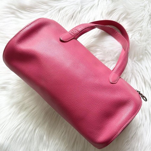 Longchamp handbag Purse Pink Leather Mini Boston Bag Authentic Used Women's - Picture 4 of 10