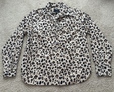 J Crew Women  s Size 8 Leopard Long Sleeve Popover Blouse Trending 100 Cotton