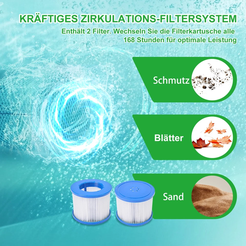 Begonia.K Achteck Whirlpool Pool 6 Personen 195cm 130 Massagedüsen 910 L 1800W - Bild 4 von 4