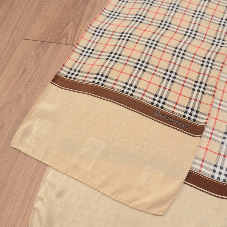 Vintage Burberrys Nova Check 100% Silk Neckerchief Bandana Pocket Square Rare - Image 3 of 4