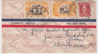 ECUADOR 1937 multi franked air mail cover GUAYAQUIL AMSTERDAM