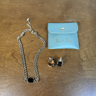 NEW Short & Suite Chunky Gem Choker and Hoops Set, Jewelry Set, Curateur, Black
