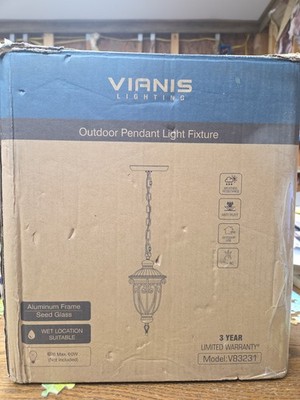 VIANIS Outdoor Pendant Light Fixture, Exterior Hanging Lights Oil Rubbed Bronze 