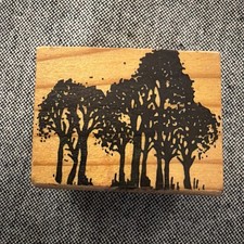 Tree Silhouettes - Rubber Stamp - Wood Mounted