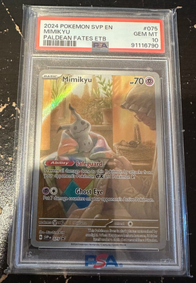 Pokemon TCG Mimikyu SVP 075 PSA 10 Paldean Fates ETB Promo Gem