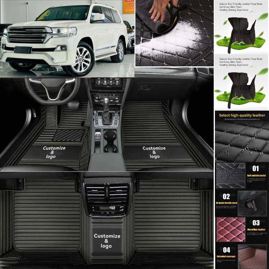 For Toyota Land Cruiser Car Floor Mats Handmade Liners Anti-Slip Carpets Foto 2 de 4