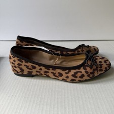 Time And Tru Shoes Leopard Patterned Women's Flats with Bow Size 6 New