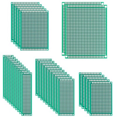 32 Pcs PCB Board, Green Circuit Board with 5 Sizes Compatible, Double Sided PCB
