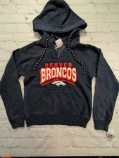 NEW Womens Juniors Small 3/5 NFL Denver Broncos Hoodie Hooded Sweatshirt