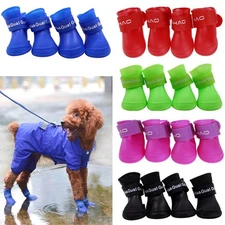4pcs Pet Waterproof Rain Shoes Anti Slip Rubber Boots Dog Cat Outdoor Pets Gear