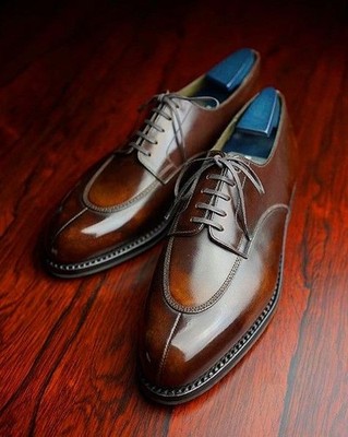 Customiez Brand New Derby Shoe Brown Leather Formal Business Wedding Event Shoes