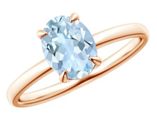 14k Solid Rose Gold Aquamarine Solitaire Engagement Ring Oval Cut 1.10 Carat