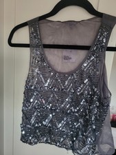 Stylish Cropped Sequined Vest Top for Women. 40cm from back of neck to hem