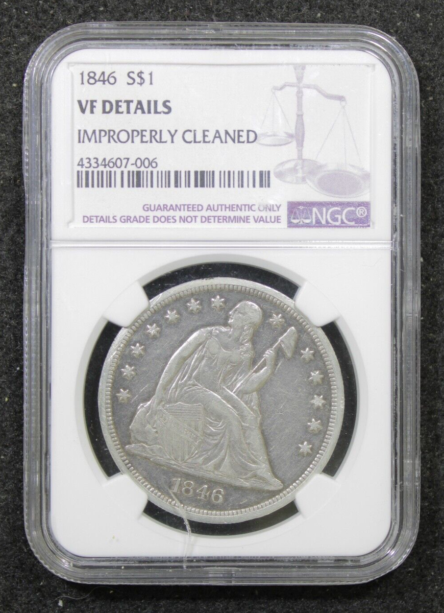 1846 $1 Seated Liberty Dollar - NGC VF DETAIL CLEANED | eBay