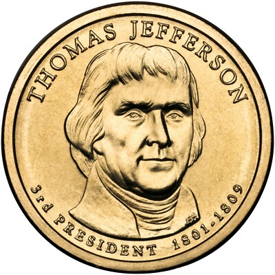 2007-D Thomas Jefferson Presidential US Golden Dollars $1 Coin