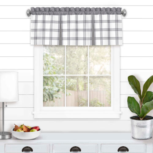 Kate Aurora Country Plaid Windowpane Rod Pocket Window Valance - Assorted Colors - Picture 5 of 25