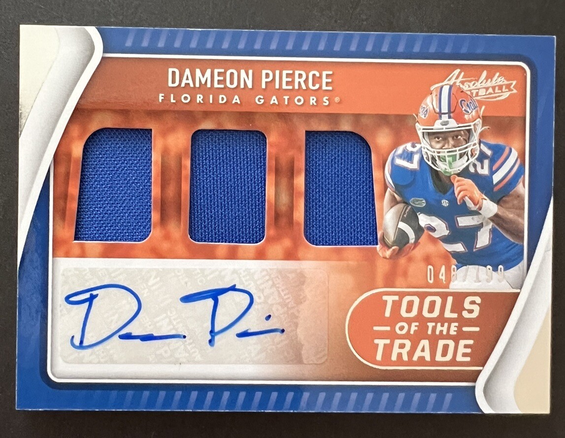 2022 Panini Chronicles Draft Picks Absolute Tools of the Trade Triple Relic Auto Dameon Pierce RC Jersey /199 MEM AU