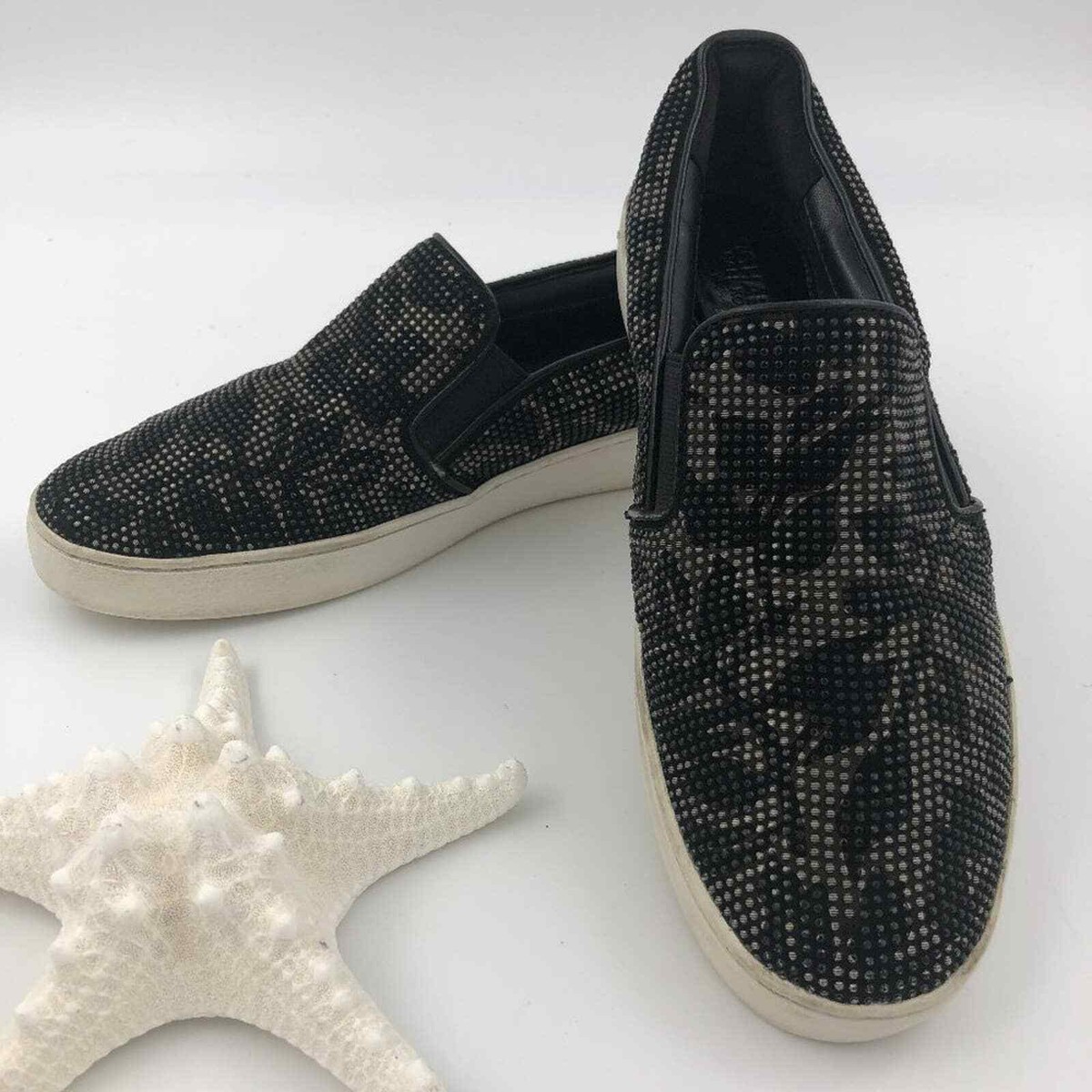 MICHAEL Michael Kors Keaton Black Bronze Leaf Studded Slip  display picture 1