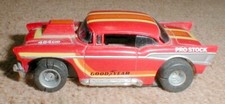 '57 Chevy Pro Stock Tyco with Red Yellow Orange Stripes HO Slot Car scarce used