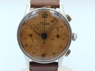 Authentic Vintage 1940's Minerva Chronograph Stainless Steel 32.5mm Watch