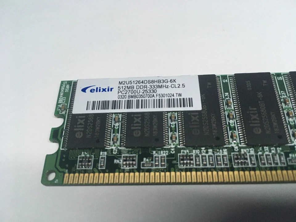 512MB Elixir Desktop Memory PC2700 DDR1 333MHz 184-pin M2U51264DS8HB3G-6K RAM - Image 2 of 3
