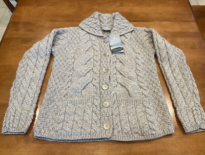 Aran Woolen Mills Super Soft Merino Wool Cardigan XS Made In Ireland  NWT 