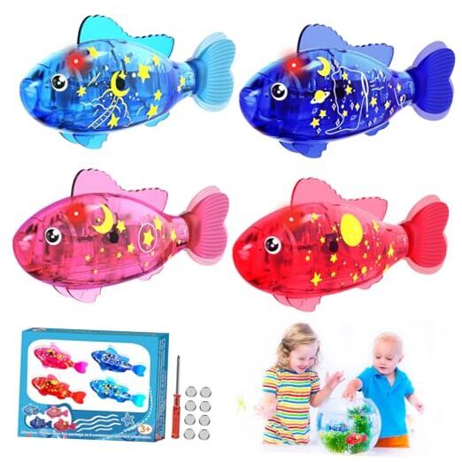 Robot Fish Toys for Kid/Cat Gift,Robotic Swimming Fish Cat Toy,LED
