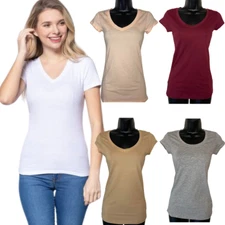 Active Basic V-Neck Short Sleeve Basic Top Shirt - BOGO - CHOOSE COLOR & SIZE