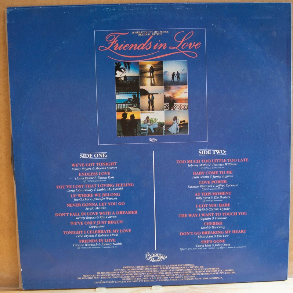 FRIENDS IN LOVE - VARIOUS - Vinyl LP - Concept - 1988 - FREE POSTAGE (2696) - Image 4 of 4
