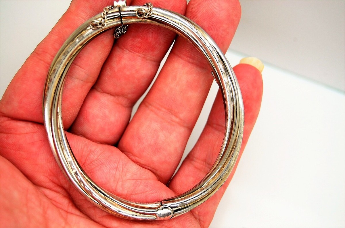 アクセサリー LET IT BE Stamped & Twisted Bangle SV925 VINTAGE 925 STERLING SILVER TWISTED SLIP BANGLE BRACELET - 20.4 g
