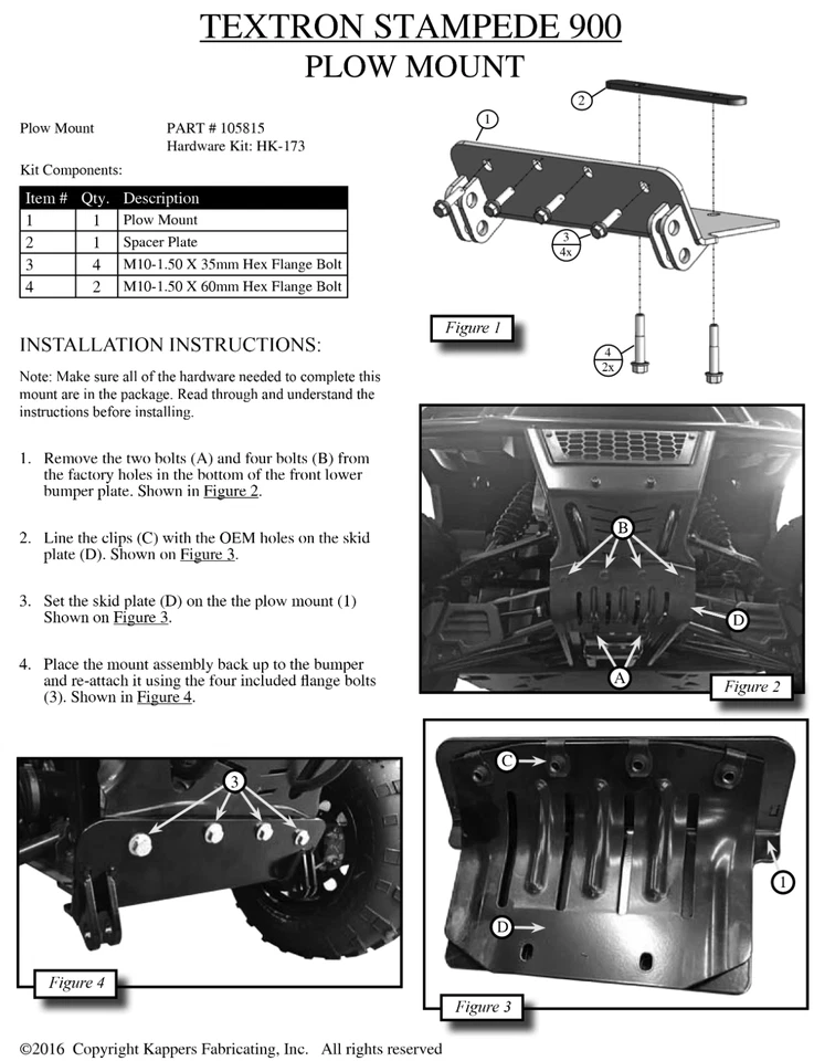 NEW HOLLAND RUSTLER 850 - All Years -  KFI UTV 60" Snow Plow Combo Kit Foto 2 de 4