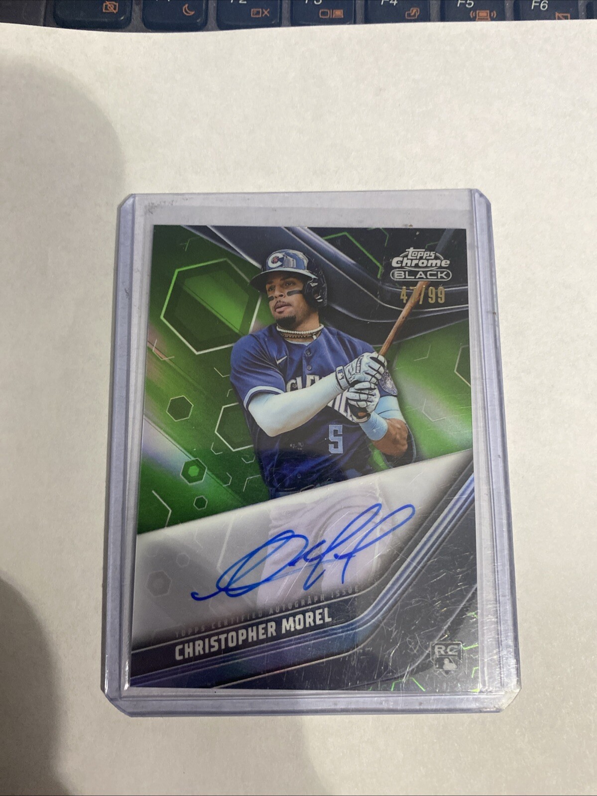 2023 Topps Chrome Black Auto Green #cba-cmo Christopher Morel Rc Auto 47/99