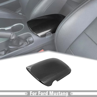 Car Armrest Box Panel Trim Cover For Ford Mustang 15-25 Accessories Carbon Fiber