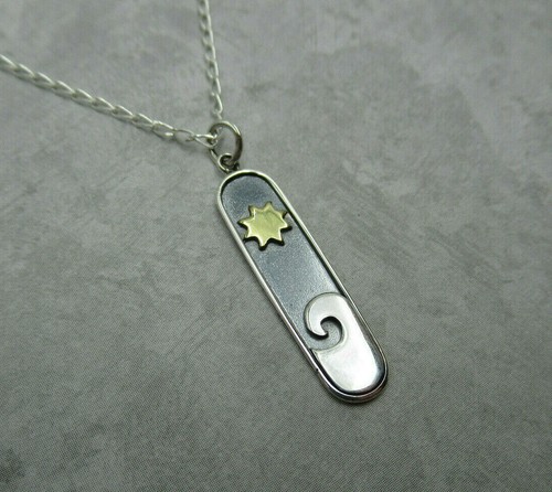 Wave Pendant w Bronze Sun - 925 
