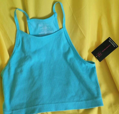 NWT No Boundaries Juniors Size Large (11-13) Aqua Ribbed Racerback